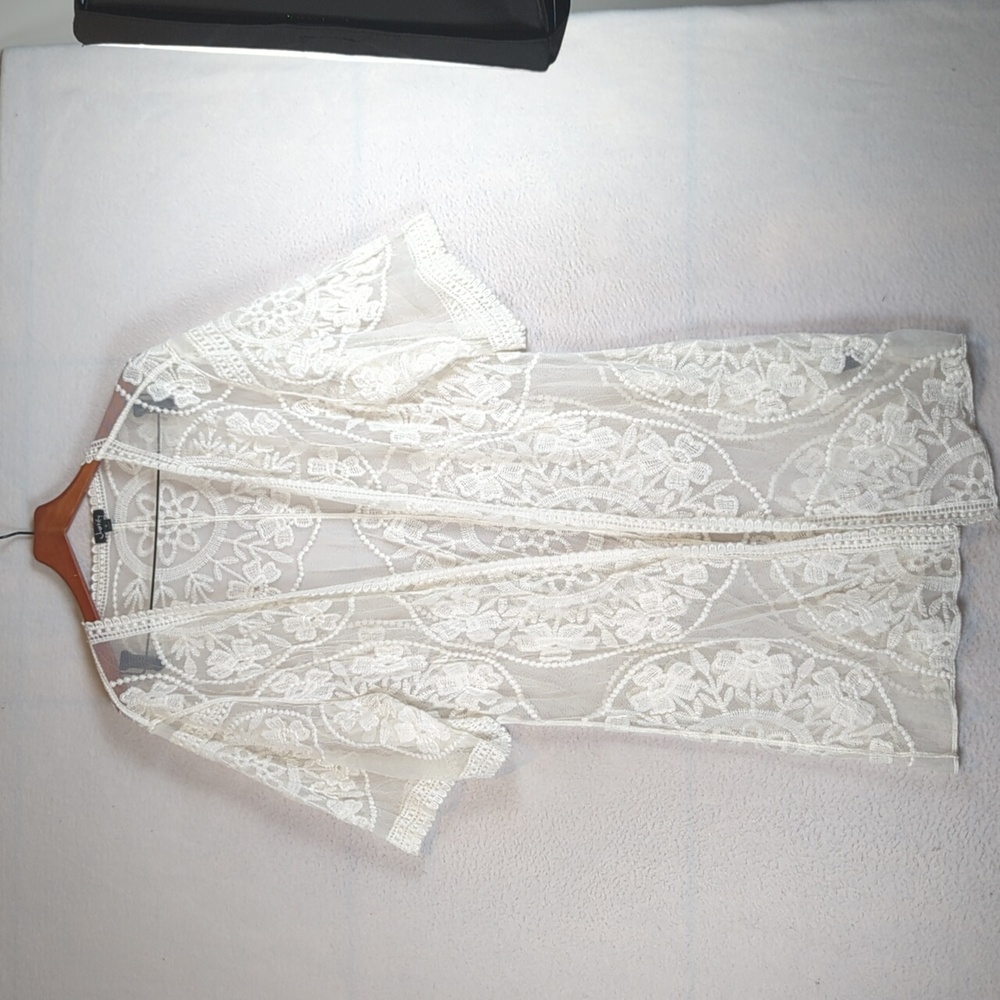 Justify Womens Lace Boho Sheer Oversized Kimono Cover Size S‎
